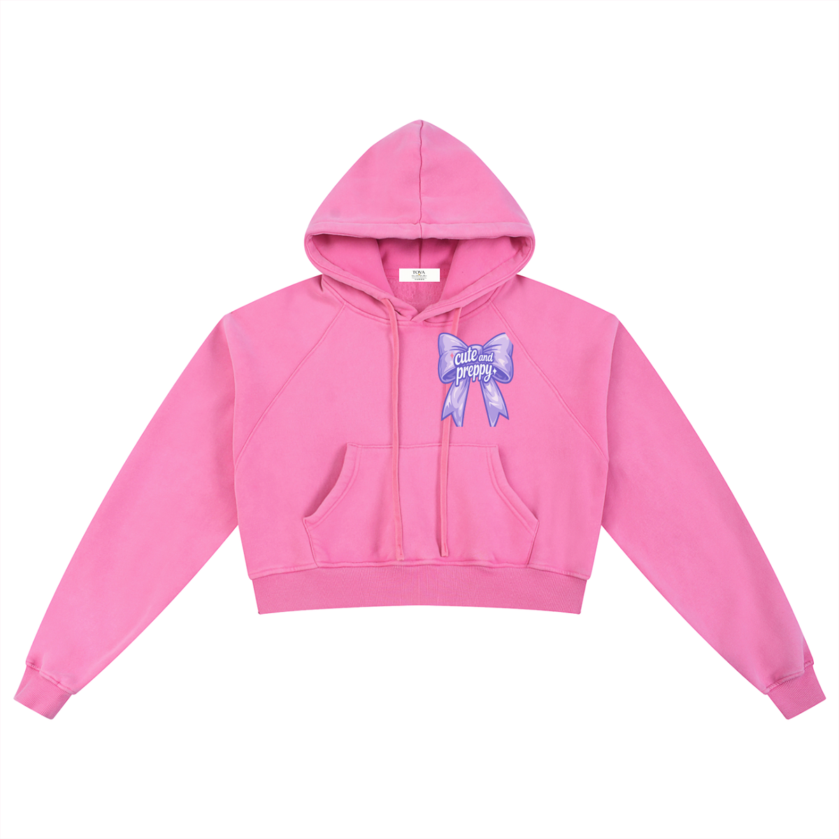 Cute & Preppy Bow Crop Hoodie - Pink | TOVA T's
