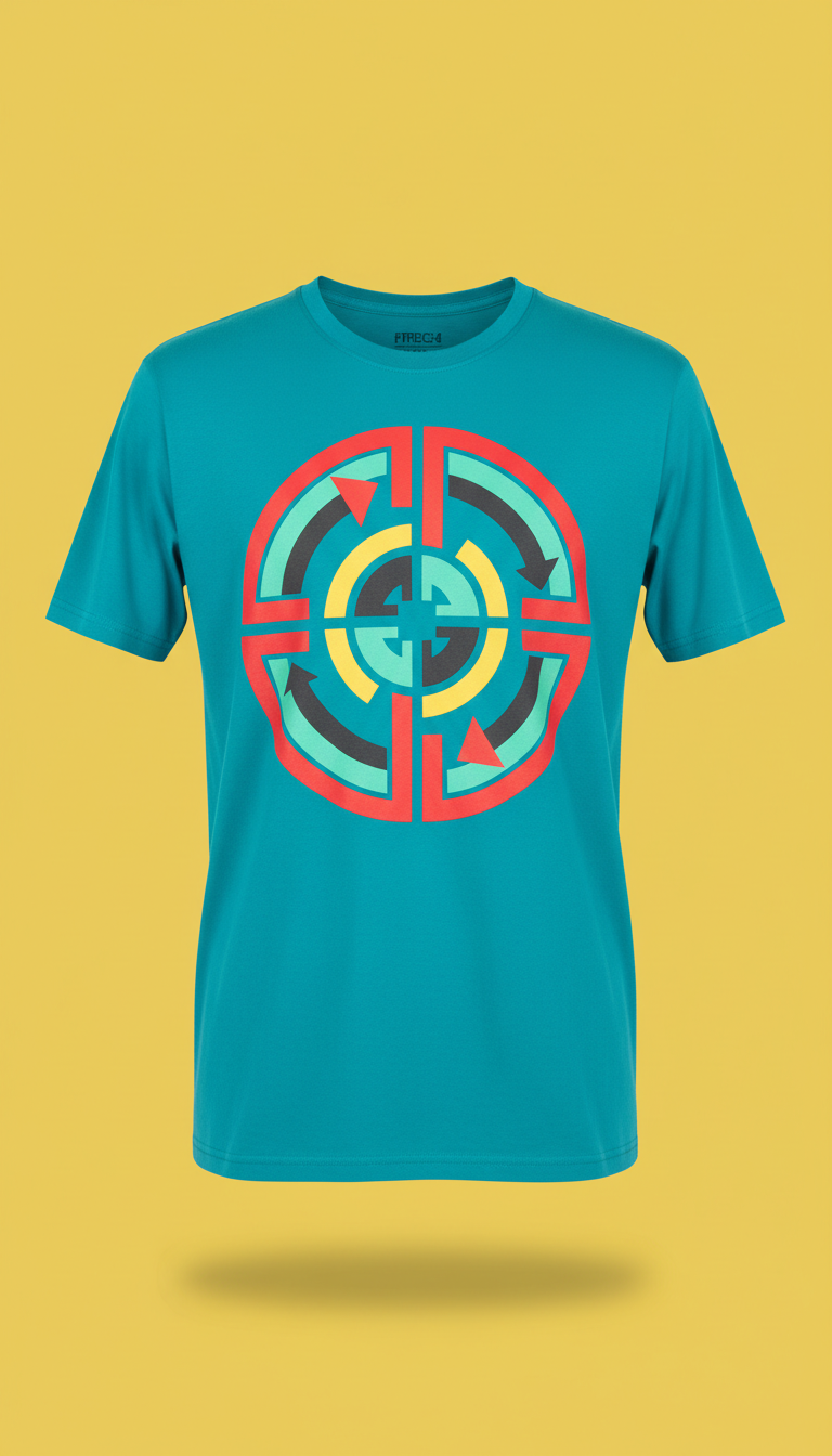 Vivid teal graphic print tee