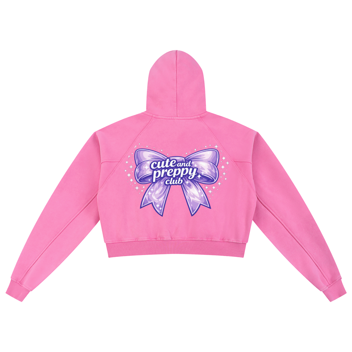 Cute & Preppy Bow Crop Hoodie - Pink | TOVA T's