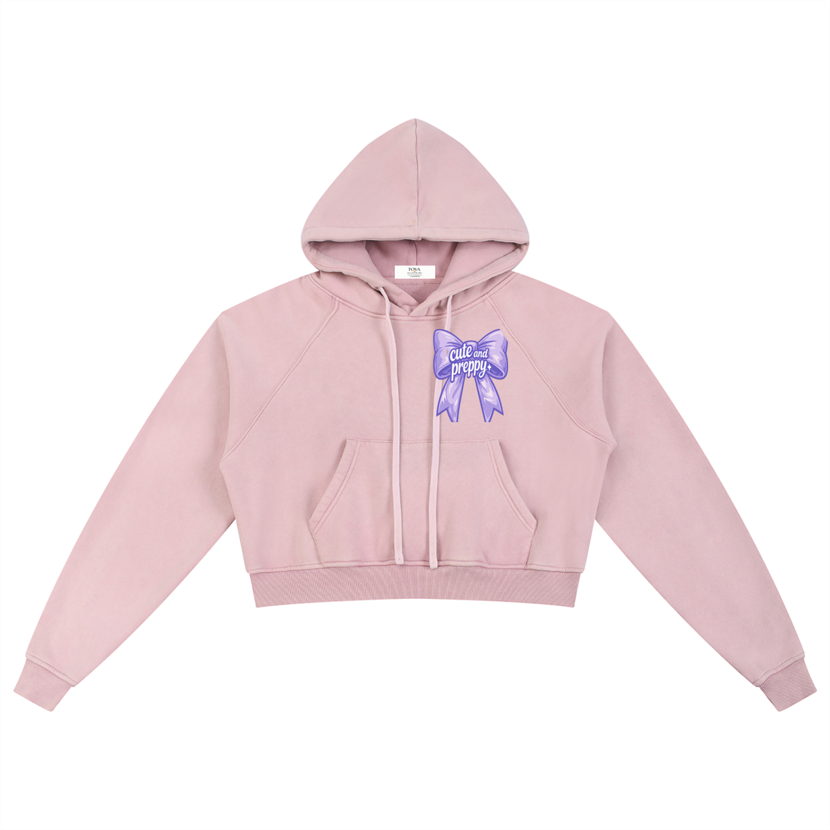 Cute & Preppy Bow Crop Hoodie - Pink | TOVA T's